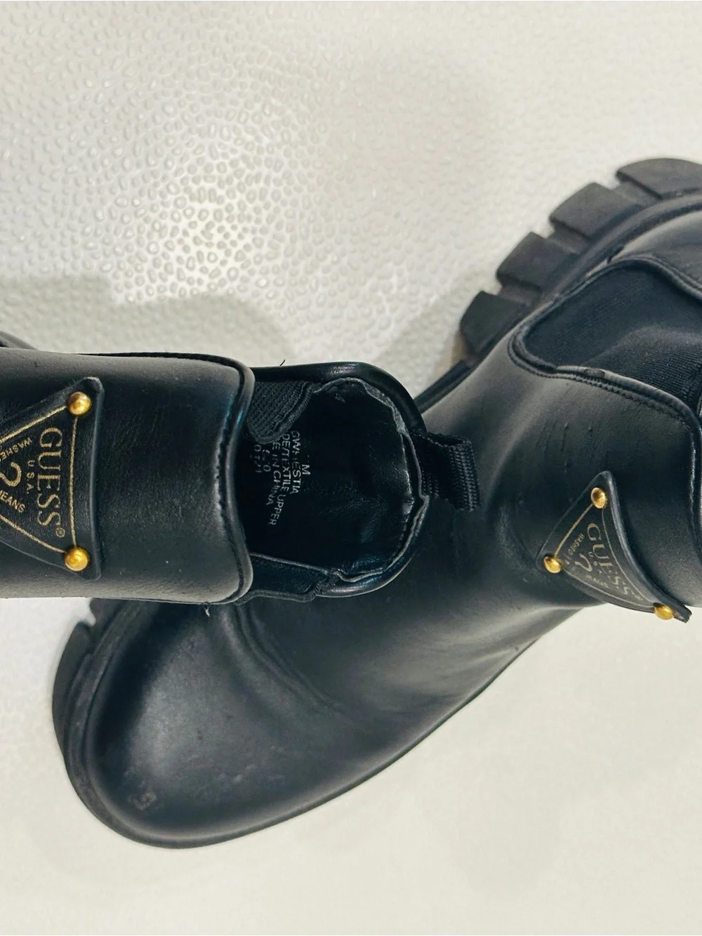 GUESS Black Men’s Lug-Sole Chukka Boots with Gold Logo